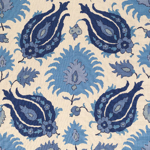 Kashmiri Linen Print Sapphire Blue by Brunschwig & Fils Fabric