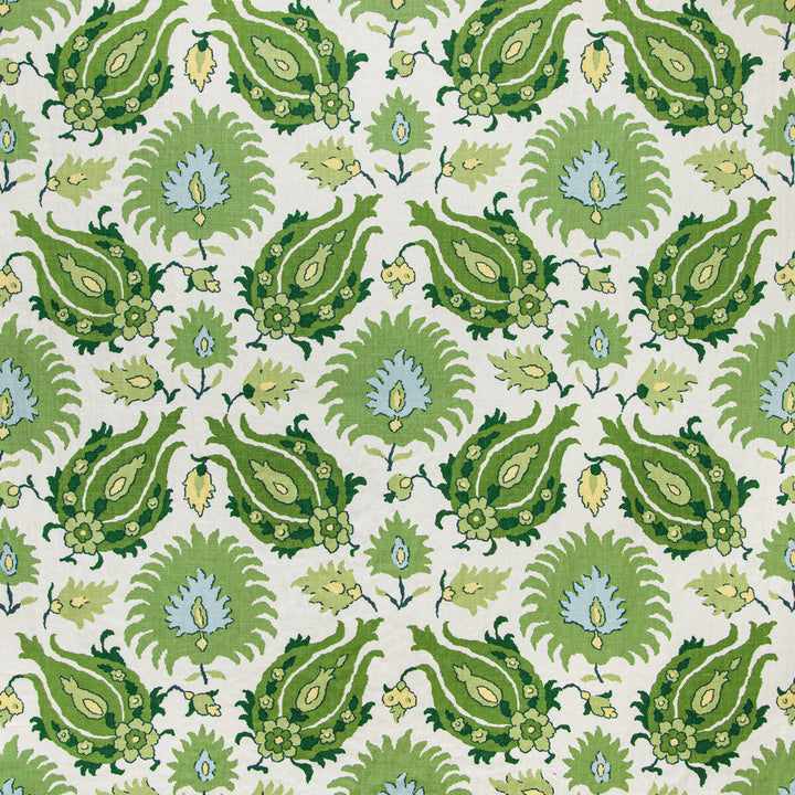 Kashmiri Linen Print Leaf/Aloe by Brunschwig & Fils Fabric Brunschwig & Fils Fabric Kashmiri Linen Print Leaf/AloeFabric GRAND BAZAAR LINEN - 100% France </p><p>Repeat: H: 26.77, V: 28.35 53.54 - Fabric Carolina -