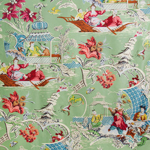 Pillement Glazed Chintz Green by Brunschwig & Fils Fabric