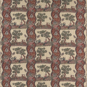 Plougastel Linen & Cotton Print Red by Brunschwig & Fils Fabric