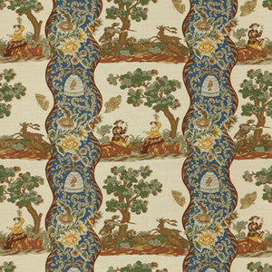 Plougastel Linen & Cotton Print Blue by Brunschwig & Fils Fabric