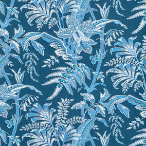 Seychelles Cotton Print Navy by Brunschwig & Fils Fabric