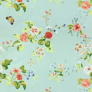 Chinese Flowers Glazed Chintz P Ink On Blue by Brunschwig & Fils Fabric