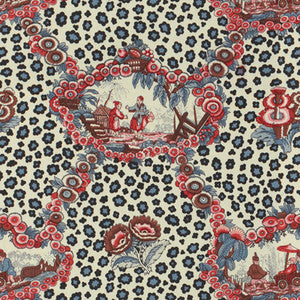 Chinese Leopard Toile Shades Of Red & Blue by Brunschwig & Fils Fabric