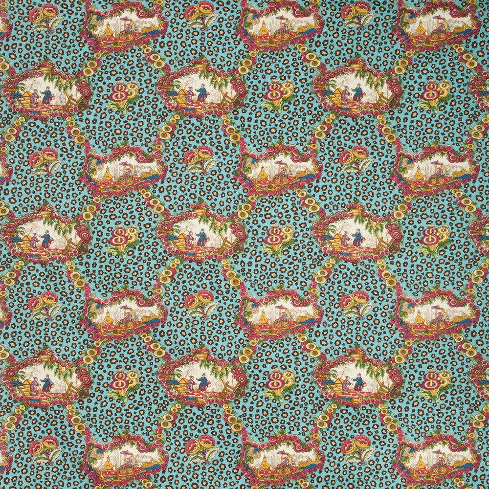 Chinese Leopard Toile Aqua/Berry by Brunschwig & Fils Fabric Brunschwig & Fils Fabric Chinese Leopard Toile Aqua/BerryFabric CEVENNES COTTON - 100% United States </p><p>Repeat: H: 17, V: 15.25 54 - Fabric Carolina -