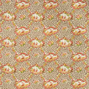 Chinese Leopard Toile Rose/Leaf by Brunschwig & Fils Fabric