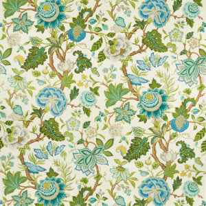 Nizam Cotton Print Spring/Aqua by Brunschwig & Fils Fabric
