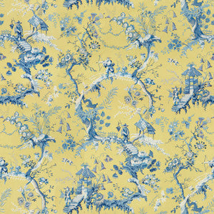 Chinese Landscape Cotton Print Mimosa by Brunschwig & Fils Fabric