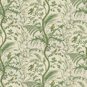 Bird And Thistle Cotton Print Green by Brunschwig & Fils Fabric