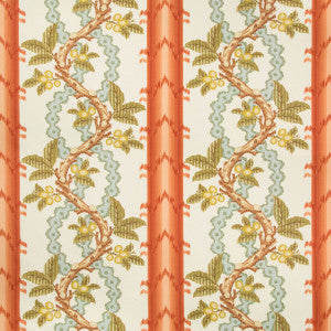 Josselin Cotton And Linen Print Spice/Celadon by Brunschwig & Fils Fabric