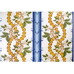 Josselin Cotton And Linen Print Lagoon And Ochre by Brunschwig & Fils Fabric