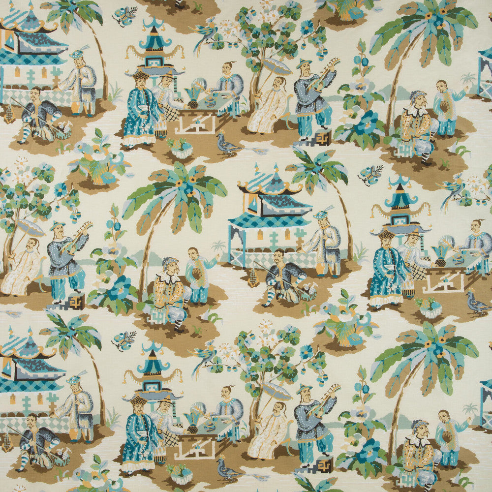 Xian Linen & Cotton Print Seafoam/Sand by Brunschwig & Fils Fabric Brunschwig & Fils Fabric Xian Linen & Cotton Print Seafoam/SandFabric BARET LINEN - 59%;COTTON - 41% France </p><p>Repeat: H: 54, V: 36 54.5 - Fabric Carolina -