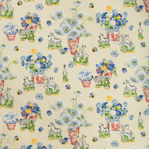 Gillian S Zebras Linen & Cotton Print Vanilla by Brunschwig & Fils Fabric