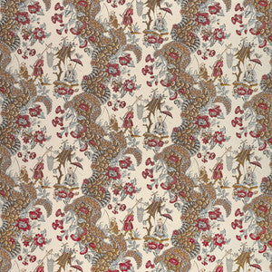 Les Pecheurs Cotton Print C Rimson With Blue by Brunschwig & Fils Fabric