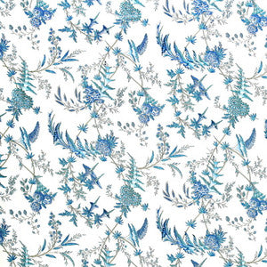 Edith S Reverie Cotton Print Camaieu Blue by Brunschwig & Fils Fabric