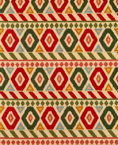 Uzbek Linen And Cotton Print Poppy/Green/Coral by Brunschwig & Fils Fabric