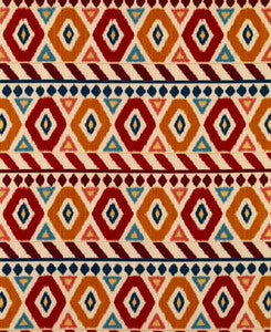 Uzbek Linen And Cotton Print Red/Gold/Blue by Brunschwig & Fils Fabric