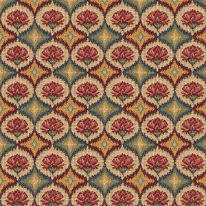Fabienne Woven Tapestry Red Blue by Brunschwig & Fils Fabric