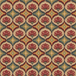 Fabienne Woven Tapestry Red Blue by Brunschwig & Fils Fabric