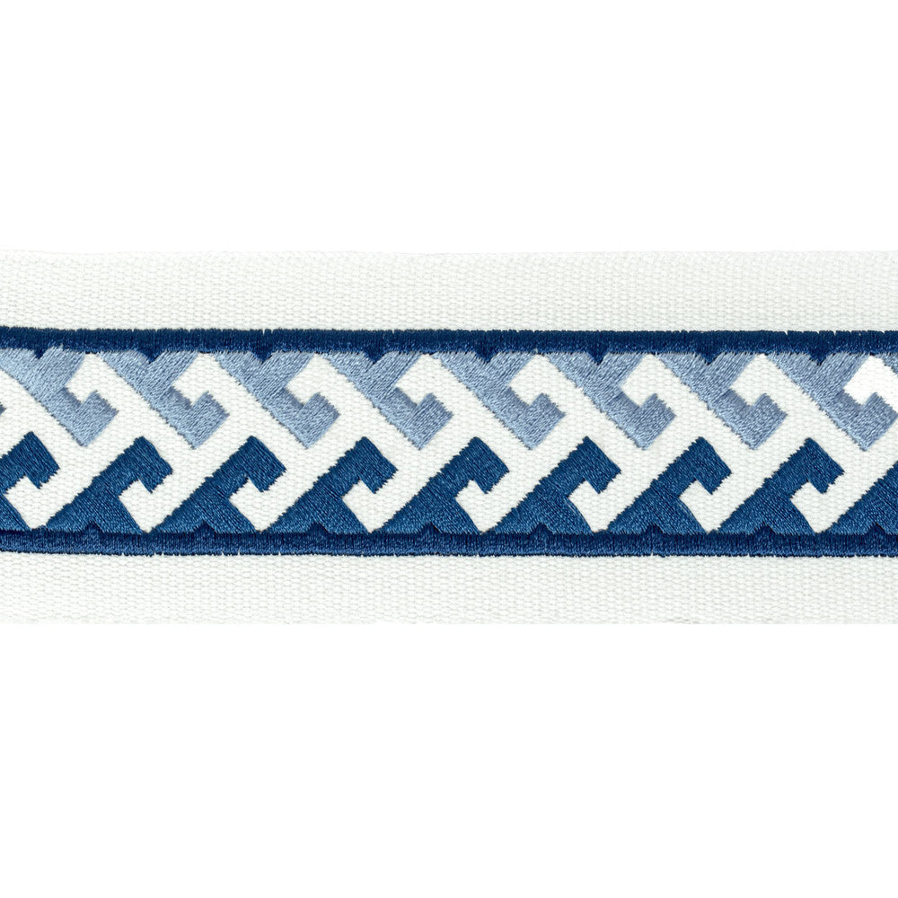 Burgess Tape 1 Ocean by Stout Trim Stout Trim Burgess Tape 1 OceanTrim STITCHED UP TRIM 100%COT %BEMB INDIA </p><p>Repeat: H: 0.750, V: 0.750 2.5 in - Fabric Carolina -