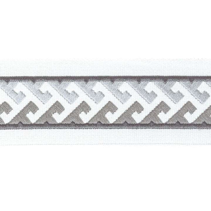 Burgess Tape 4 Pewter by Stout Trim Stout Trim Burgess Tape 4 PewterTrim STITCHED UP TRIM 100%COT %BEMB INDIA </p><p>Repeat: H: 0.750, V: 0.750 2.5 in - Fabric Carolina -