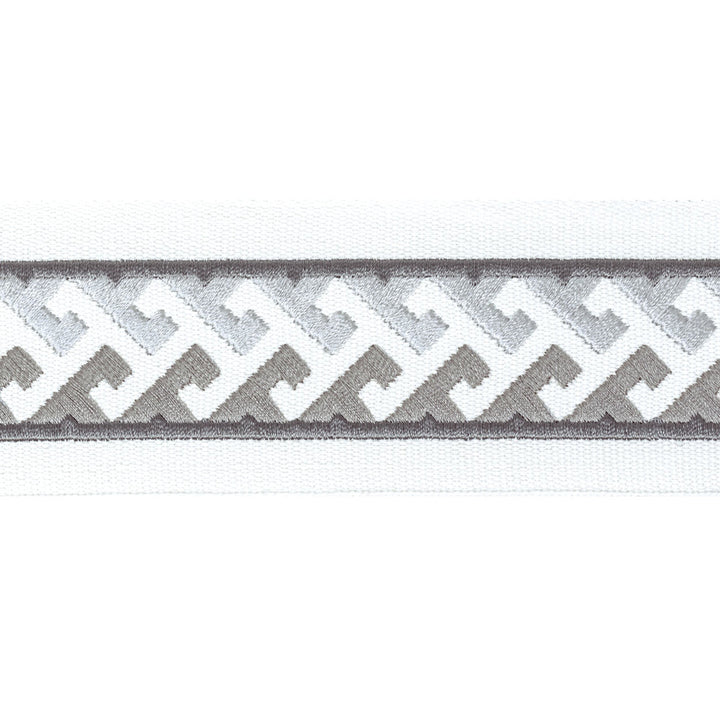 Burgess Tape 4 Pewter by Stout Trim Stout Trim Burgess Tape 4 PewterTrim STITCHED UP TRIM INDIA </p><p>Repeat: H: 0.750, V: 0.750 2.5 in - Fabric Carolina -