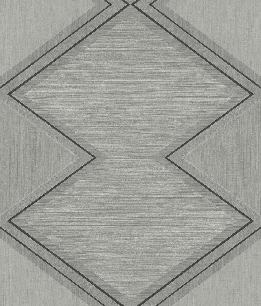 Diamond Twist Grey & Black Wallpaper by Inspired by Color Black & White Resource Library Covers about 56.4 square feet 20.5-in by 33-ft long roll Prepasted 24 - Fabric Carolina -