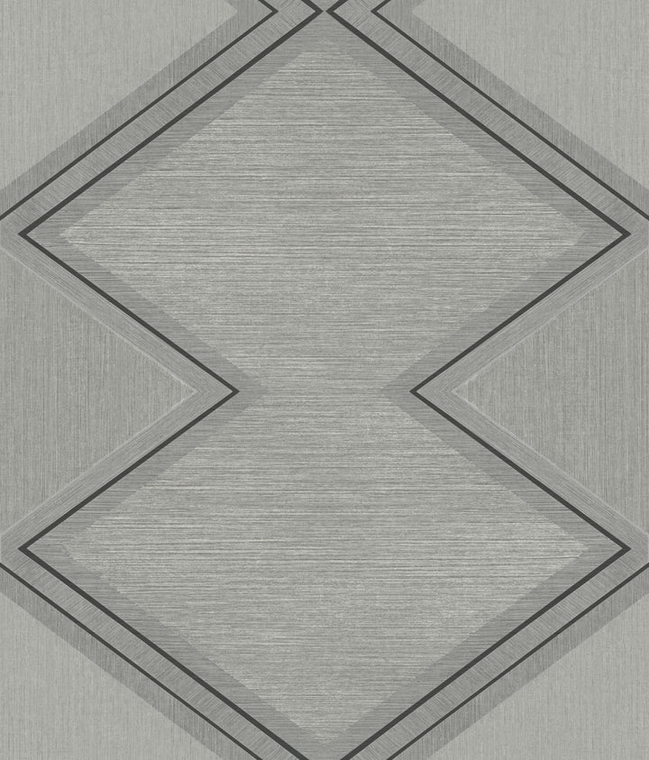 Diamond Twist Grey & Black Wallpaper by Inspired by Color Black & White Resource Library Covers about 56.4 square feet 20.5-in by 33-ft long roll Prepasted 24 - Fabric Carolina -