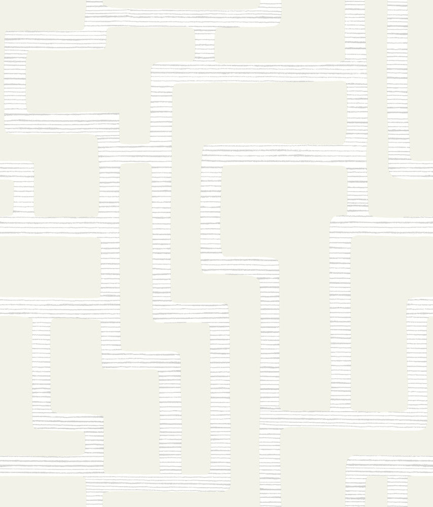 Graphic Polyomino Pearl Wallpaper by Inspired by Color Black & White Resource Library Covers about 56.4 square feet 20.5-in by 33-ft long roll Prepasted 24 - Fabric Carolina -