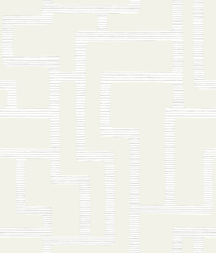 Graphic Polyomino Pearl Wallpaper by Inspired by Color Black & White Resource Library Covers about 56.4 square feet 20.5-in by 33-ft long roll Prepasted 24 - Fabric Carolina -