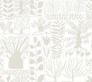 Primitive Trees White & Cream Wallpaper by Inspired by Color