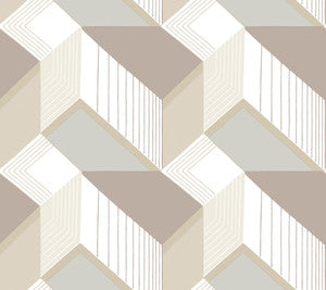 Graphic Geo Blocks White & Cream Wallpaper by Inspired by Color