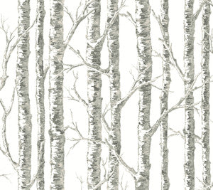 Paper Birch White & Grey Wallpaper by Inspired by Color