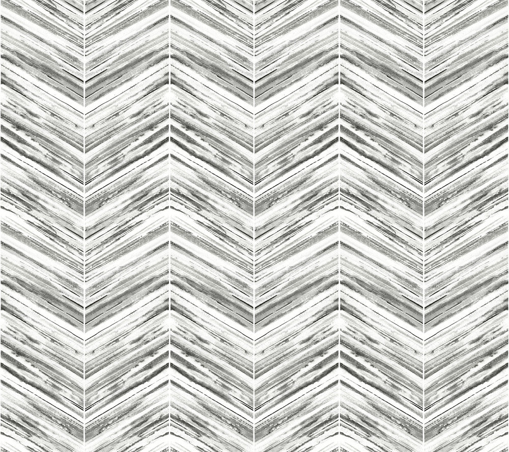 Petite Watercolor Chevron Black & White Wallpaper by Inspired by Color Black & White, III Covers about 60.8 square feet 27-in by 27-ft long roll Prepasted 24 - Fabric Carolina -