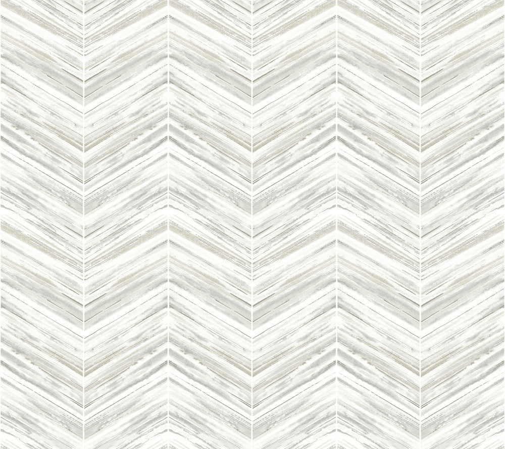Petite Watercolor Chevron White & Grey Wallpaper by Inspired by Color Beige & Neutrals Covers about 60.8 square feet 27-in by 27-ft long roll Prepasted 24 - Fabric Carolina -