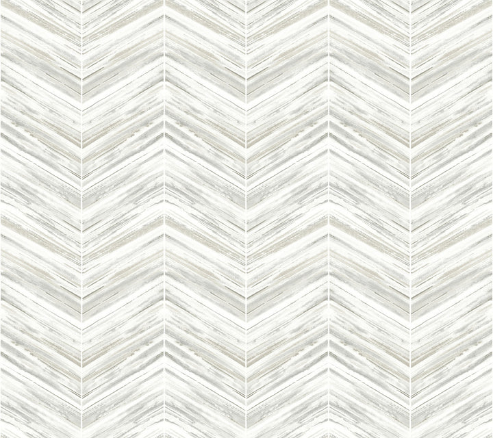 Petite Watercolor Chevron White & Grey Wallpaper by Inspired by Color Beige & Neutrals Covers about 60.8 square feet 27-in by 27-ft long roll Prepasted 24 - Fabric Carolina -