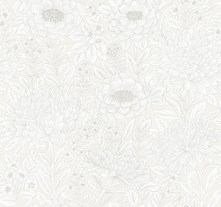 Wood Block Blooms Cream Wallpaper by Inspired by Color Beige & Neutrals Covers about 60.8 square feet 27-in by 27-ft long roll Prepasted 25.25 - Fabric Carolina -