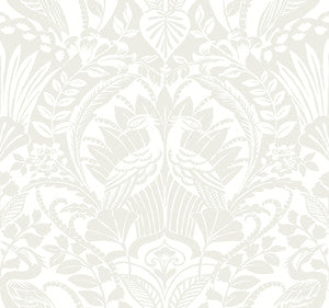 Egret Damask White & Cream Wallpaper by Inspired by Color