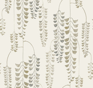 Deco Wisteria Cream & Gold Wallpaper by Inspired by Color