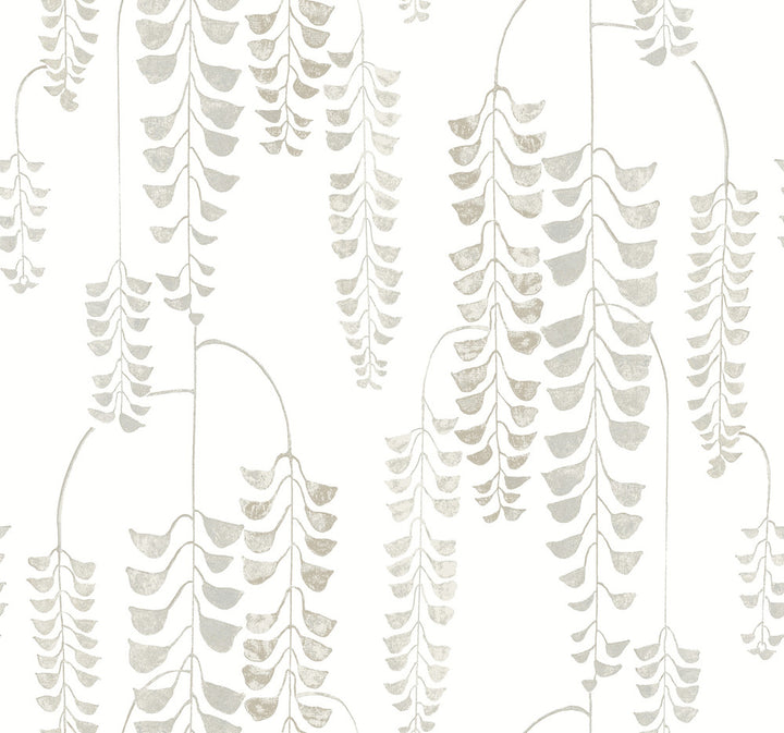 Deco Wisteria White & Cream Wallpaper by Inspired by Color Black & White Resource Library Covers about 60.8 square feet 27-in by 27-ft long roll Prepasted 25.25 - Fabric Carolina -