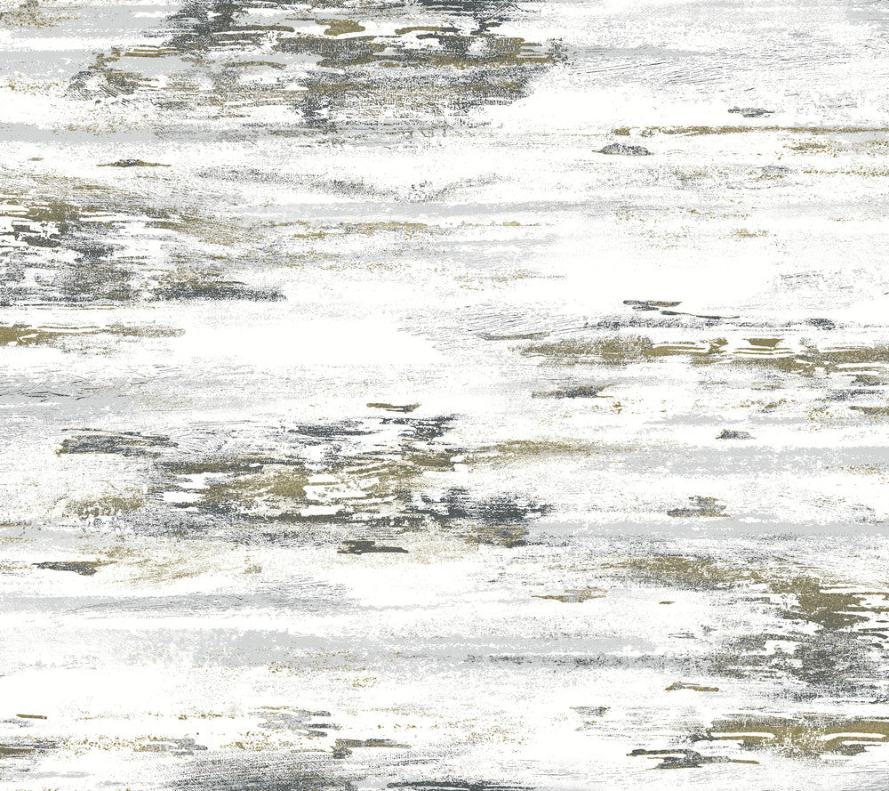 Birch Bark Texture Black & Gold Wallpaper by Inspired by Color Black & White Resource Library Covers about 60.8 square feet 27-in by 27-ft long roll Prepasted 24 - Fabric Carolina -