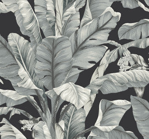 Banana Leaf Black & White Wallpaper by Inspired by Color