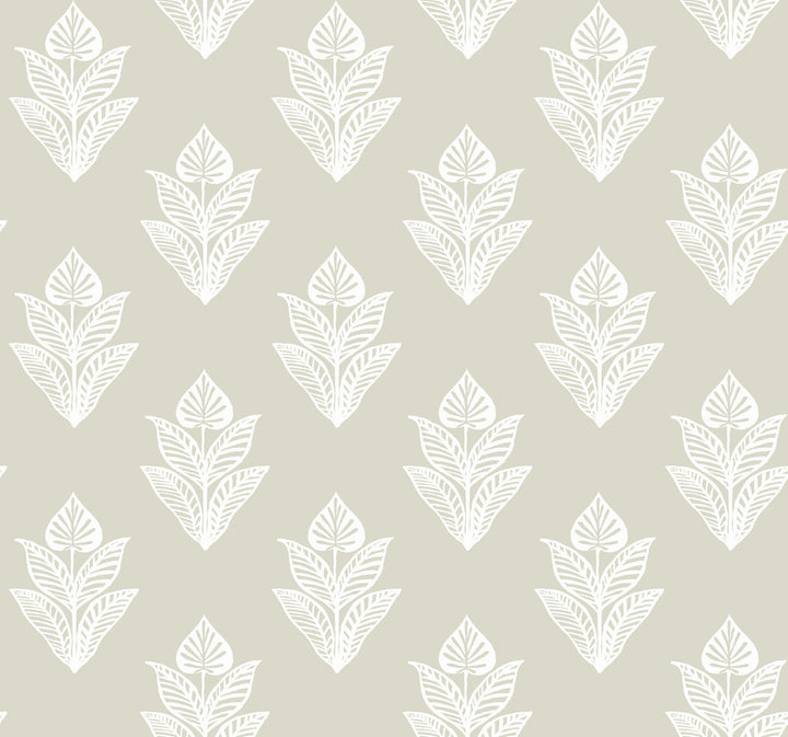 Lotus Motif Cream & White Wallpaper by Inspired by Color Black & White Resource Library Covers about 60.8 square feet 27-in by 27-ft long roll Prepasted 25.25 - Fabric Carolina -