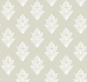 Lotus Motif Cream & White Wallpaper by Inspired by Color