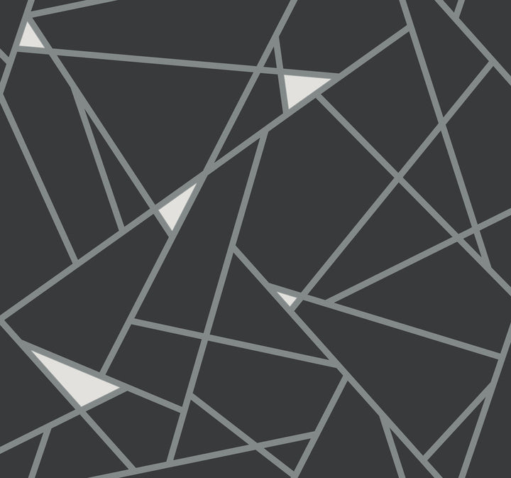 Prismatic Black & Silver Wallpaper by Inspired by Color Black & White, III Covers about 60.8 square feet 27-in by 27-ft long roll Prepasted 25.25 - Fabric Carolina -
