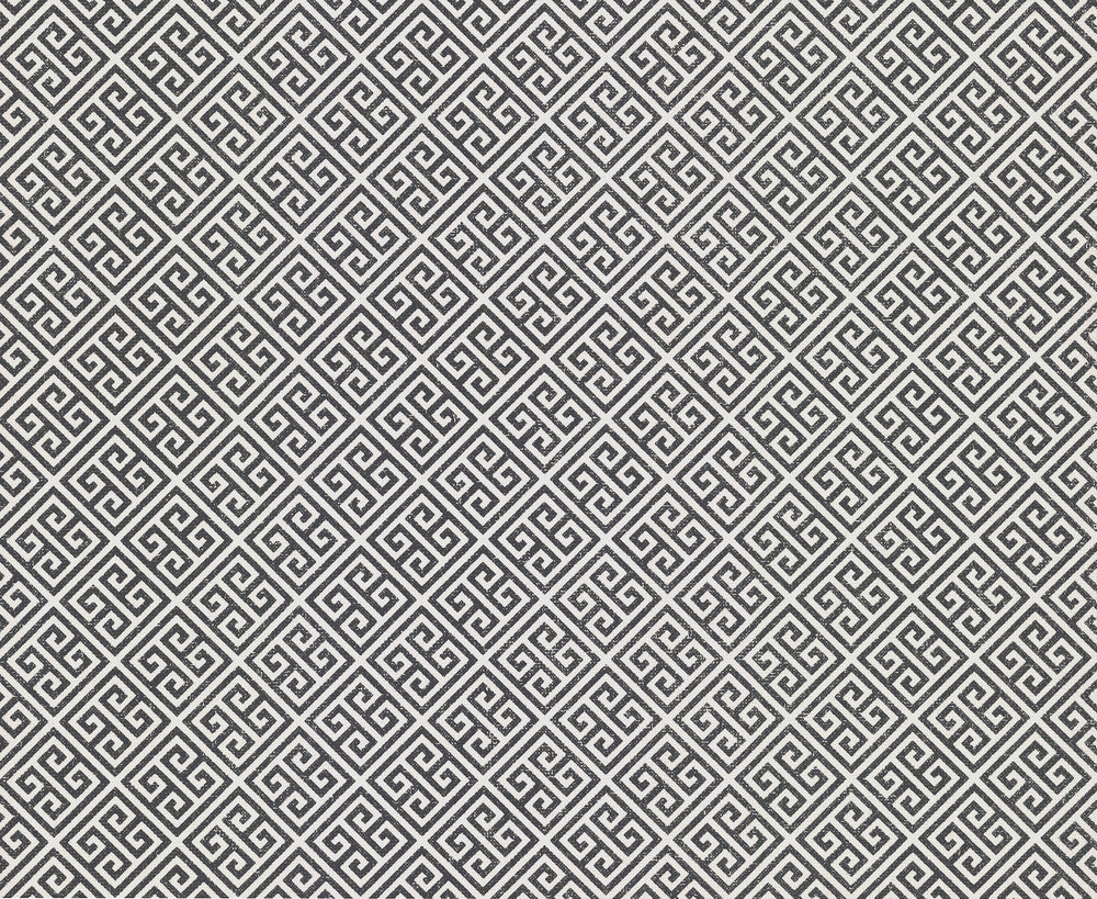 Grecian Geometric Black Wallpaper by Inspired by Color Black & White Resource Library Covers about 60.8 square feet 27-in by 27-ft long roll Unpasted 20.5 - Fabric Carolina -