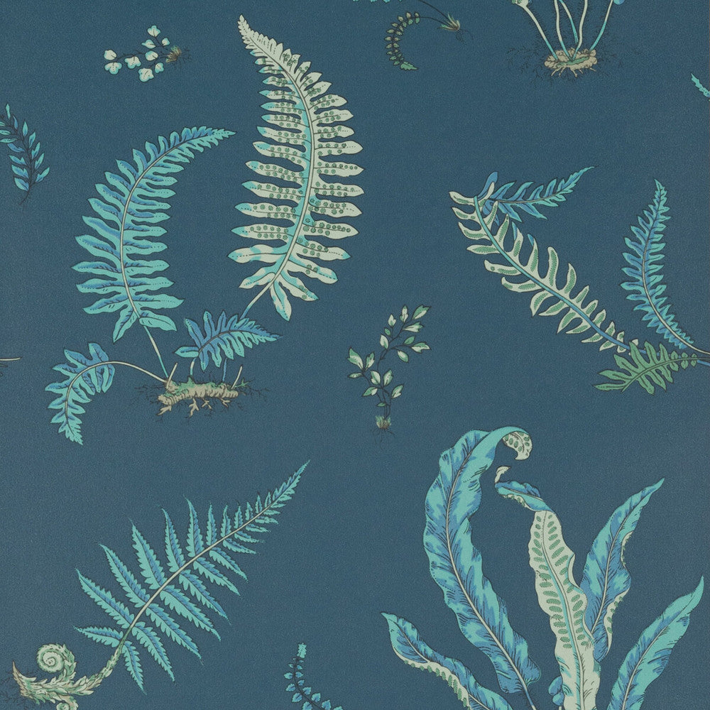 Ferns Indigo/Teal by G P & J Baker Wallcovering SIGNATURE PAPER - 100% United Kingdom - Horizontal: 20.488 and Vertical: 20.882 20.488 - Fabric Carolina -