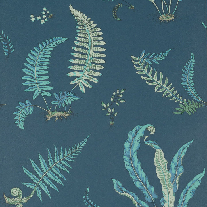 Ferns Indigo/Teal by G P & J Baker Wallcovering SIGNATURE PAPER - 100% United Kingdom - Horizontal: 20.488 and Vertical: 20.882 20.488 - Fabric Carolina -