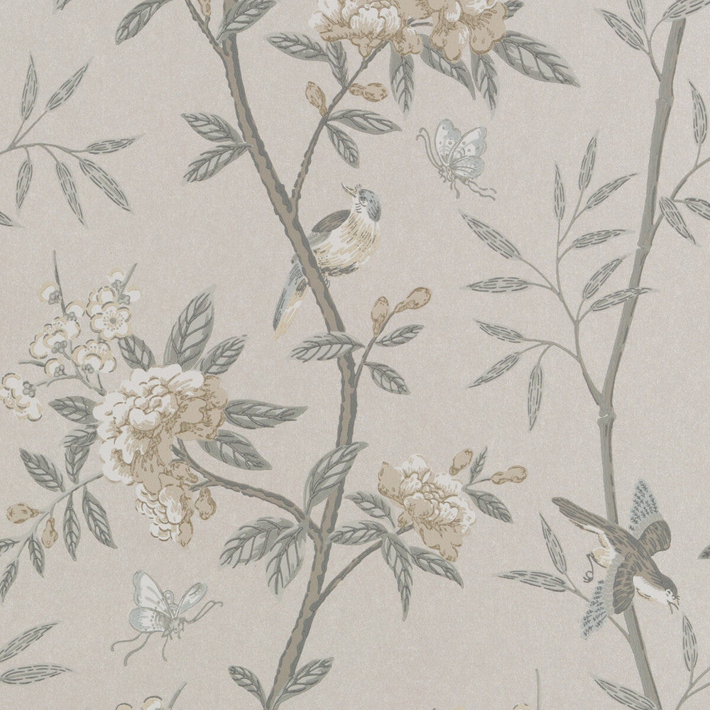 Peony & Blossom Dove/Silver by G P & J Baker Wallcovering LANGDALE PAPER - 100% United Kingdom - Horizontal: 20.488 and Vertical: 25.61 20.488 - Fabric Carolina -