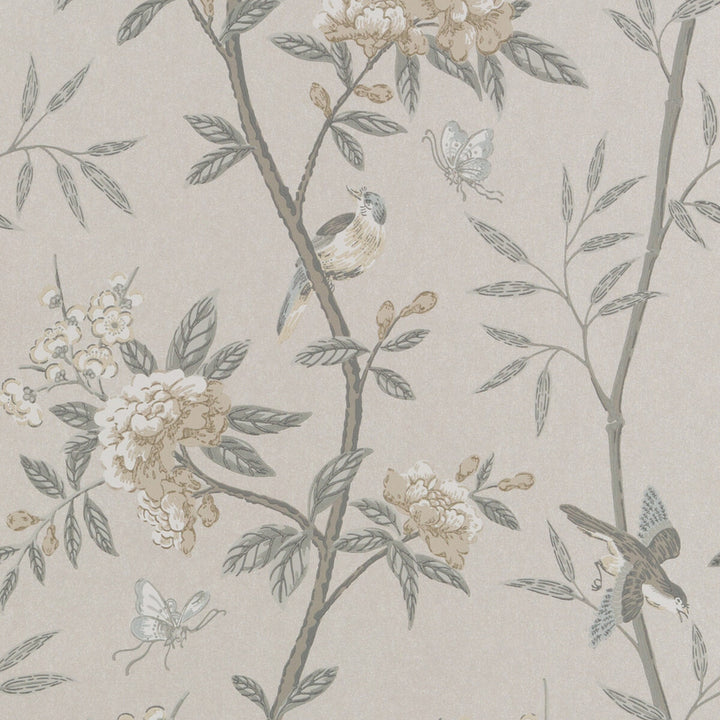 Peony & Blossom Dove/Silver by G P & J Baker Wallcovering LANGDALE NON WOVEN - 100% United Kingdom Horizontal: 20.488 and Vertical: 25.61 20.488 - Fabric Carolina -